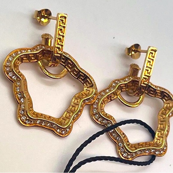 Versace Medusa Crystal Drop Hoop Earrings - 💖 - Picture 3 of 4